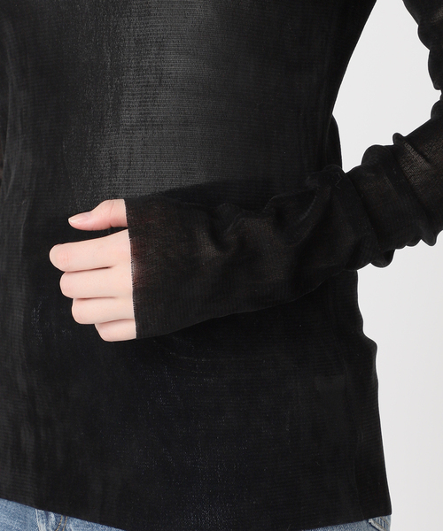 plage（プラージュ）の「《追加》Flocky Mesh ロンT（Tシャツ/カットソー・レディース・ブラック/ベージュ/ホワイト・FREE）」の13枚目の写真