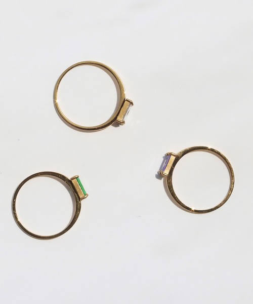 abaskdesign(アバスクデザイン)の「金属アレルギー対応 4本爪 一粒スクエアカラーリング(リング・レディース・クリア/グリーン/パープル・16号/13号/11号)」の7枚目の写真