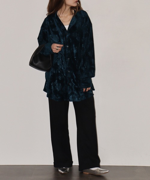 REGIEVO(レジエボ)の「Flower long sleeve velor shirt / フラワー長袖ベロアシャツ unisex(シャツ/ブラウス・メンズ・ネイビー/ブラック/ピンク・M/L)」の21枚目の写真