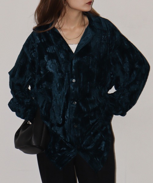 REGIEVO(レジエボ)の「Flower long sleeve velor shirt / フラワー長袖ベロアシャツ unisex(シャツ/ブラウス・メンズ・ネイビー/ブラック/ピンク・M/L)」の17枚目の写真