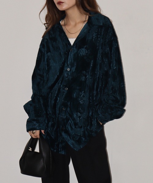 REGIEVO(レジエボ)の「Flower long sleeve velor shirt / フラワー長袖ベロアシャツ unisex(シャツ/ブラウス・メンズ・ネイビー/ブラック/ピンク・M/L)」の19枚目の写真