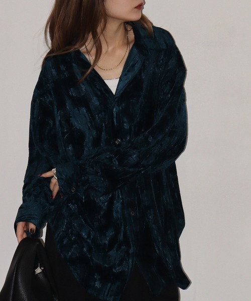 REGIEVO(レジエボ)の「Flower long sleeve velor shirt / フラワー長袖ベロアシャツ unisex(シャツ/ブラウス・メンズ・ネイビー/ブラック/ピンク・M/L)」の18枚目の写真