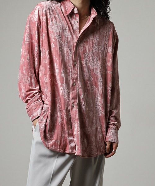 REGIEVO(レジエボ)の「Flower long sleeve velor shirt / フラワー長袖ベロアシャツ unisex(シャツ/ブラウス・メンズ・ネイビー/ブラック/ピンク・M/L)」の10枚目の写真