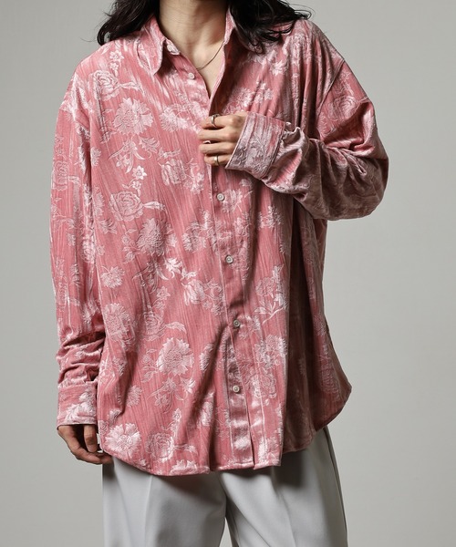 REGIEVO(レジエボ)の「Flower long sleeve velor shirt / フラワー長袖ベロアシャツ unisex(シャツ/ブラウス・メンズ・ネイビー/ブラック/ピンク・M/L)」の11枚目の写真