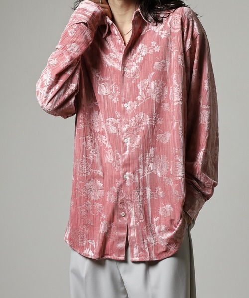 REGIEVO(レジエボ)の「Flower long sleeve velor shirt / フラワー長袖ベロアシャツ unisex(シャツ/ブラウス・メンズ・ネイビー/ブラック/ピンク・M/L)」の13枚目の写真