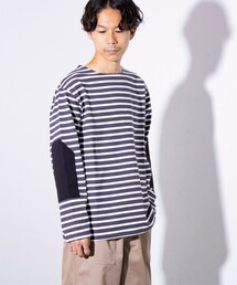 GLOSTER | 【GLOSTER/グロスター】バスクボーダー  エルボーパッチ ボーダーロンT BIO-WASH(Tシャツ/カットソー)