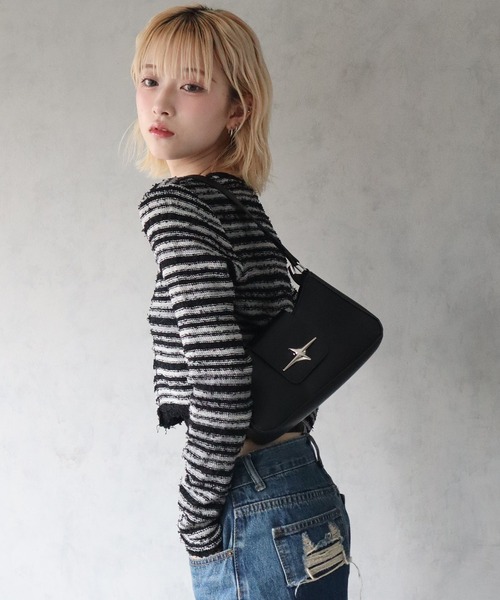 BARELY BLUE（ベアリーブルー）の「【 BARELY BLUE / ベアリーブルー 】 ミニ スパーク スタッズ ハンドバッグ（ハンドバッグ・レディース・シルバー/ブラック・FREE）」の11枚目の写真