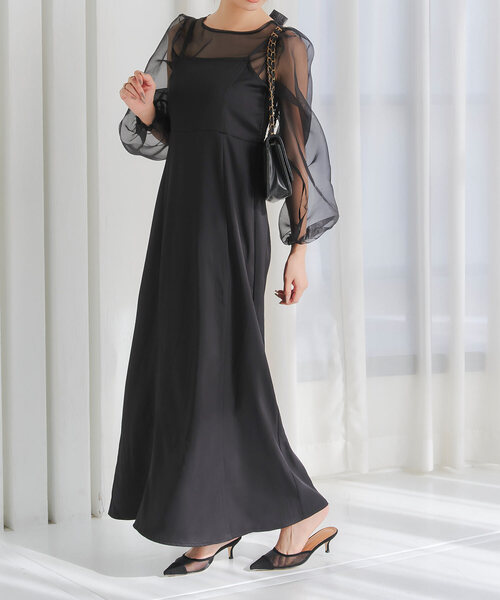 KOBE LETTUCE（コウベレタス）の「2点セット オケージョンワンピース×シアーブラウス（ワンピース・レディース・ピンク系/ブルーグレー/ブラック・M）」の2枚目の写真