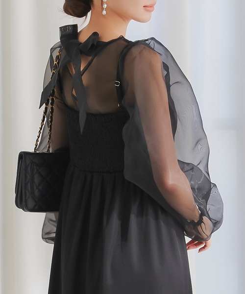 KOBE LETTUCE（コウベレタス）の「2点セット オケージョンワンピース×シアーブラウス（ワンピース・レディース・ピンク系/ブルーグレー/ブラック・M）」の4枚目の写真