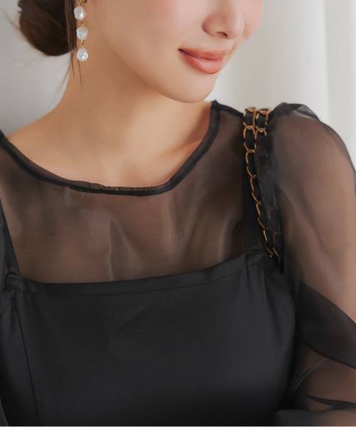 KOBE LETTUCE（コウベレタス）の「2点セット オケージョンワンピース×シアーブラウス（ワンピース・レディース・ピンク系/ブルーグレー/ブラック・M）」の5枚目の写真