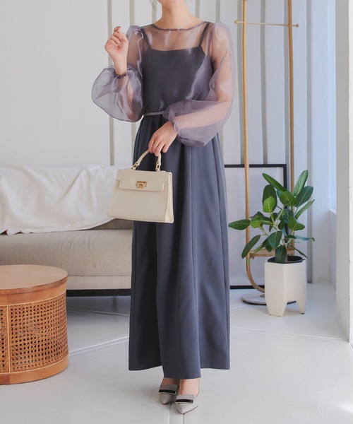 KOBE LETTUCE（コウベレタス）の「2点セット オケージョンワンピース×シアーブラウス（ワンピース・レディース・ピンク系/ブルーグレー/ブラック・M）」の6枚目の写真