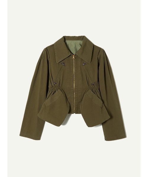 leinwande（ラインヴァンド）の「Point Collar Organic Cotton Jacket（ブルゾン・レディース・カーキ・ONE SIZE）」の2枚目の写真