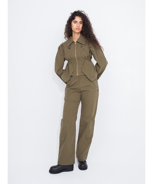 leinwande（ラインヴァンド）の「Point Collar Organic Cotton Jacket（ブルゾン・レディース・カーキ・ONE SIZE）」の6枚目の写真