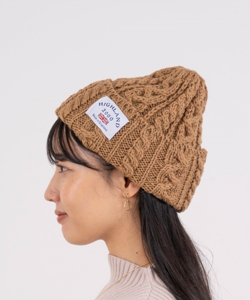 HIGHLAND 2000(ハイランドトゥーサウザンド)の「【HIGHLAND 2000/ハイランド2000】ボブキャップ ケーブル編み ニット帽 100%ウール(ニットキャップ/ビーニー・レディース・ベージュ/ネイビー/ブラック/ライトベージュ/チャコールグレー/ダークグリーン/ホワイト/ライトブラック/ブラウン/ブラック×ホワイト/インディゴブルー・FREE)」の8枚目の写真