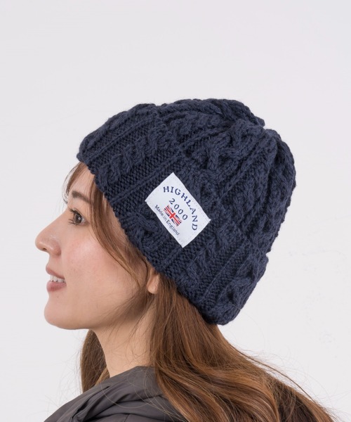 HIGHLAND 2000(ハイランドトゥーサウザンド)の「【HIGHLAND 2000/ハイランド2000】ボブキャップ ケーブル編み ニット帽 100%ウール(ニットキャップ/ビーニー・レディース・ベージュ/ネイビー/ブラック/ライトベージュ/チャコールグレー/ダークグリーン/ホワイト/ライトブラック/ブラウン/ブラック×ホワイト/インディゴブルー・FREE)」の10枚目の写真