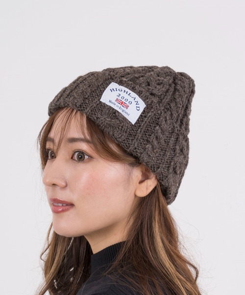 HIGHLAND 2000(ハイランドトゥーサウザンド)の「【HIGHLAND 2000/ハイランド2000】ボブキャップ ケーブル編み ニット帽 100%ウール(ニットキャップ/ビーニー・レディース・ベージュ/ネイビー/ブラック/ライトベージュ/チャコールグレー/ダークグリーン/ホワイト/ライトブラック/ブラウン/ブラック×ホワイト/インディゴブルー・FREE)」の5枚目の写真
