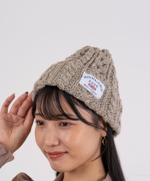 HIGHLAND 2000(ハイランドトゥーサウザンド)の「【HIGHLAND 2000/ハイランド2000】ボブキャップ ケーブル編み ニット帽 100%ウール(ニットキャップ/ビーニー・レディース・ベージュ/ネイビー/ブラック/ライトベージュ/チャコールグレー/ダークグリーン/ホワイト/ライトブラック/ブラウン/ブラック×ホワイト/インディゴブルー・FREE)」の9枚目の写真