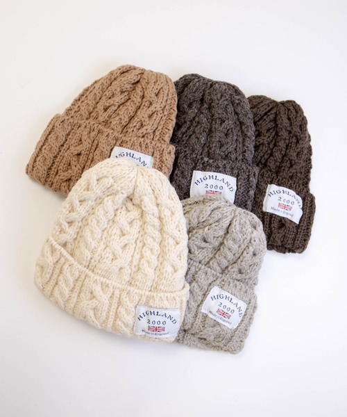 HIGHLAND 2000(ハイランドトゥーサウザンド)の「【HIGHLAND 2000/ハイランド2000】ボブキャップ ケーブル編み ニット帽 100%ウール(ニットキャップ/ビーニー・レディース・ベージュ/ネイビー/ブラック/ライトベージュ/チャコールグレー/ダークグリーン/ホワイト/ライトブラック/ブラウン/ブラック×ホワイト/インディゴブルー・FREE)」の22枚目の写真