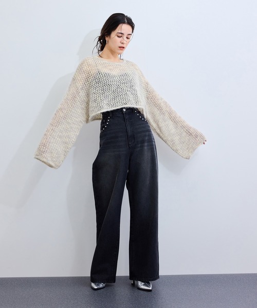 le cercle ADAM ET ROPE'(ルセルクルアダムエロペ)の「キャットヤーンクロップドプルオーバー(ニット/セーター・レディース・ベージュ系その他2/ピンク系その他2/グレー系その他・FREE)」の6枚目の写真