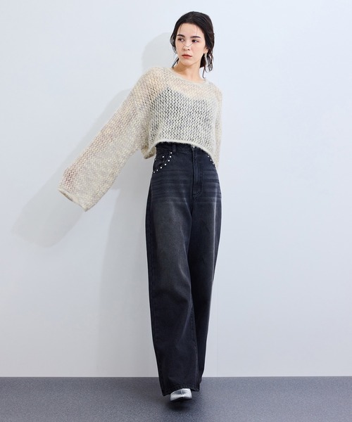 le cercle ADAM ET ROPE'(ルセルクルアダムエロペ)の「キャットヤーンクロップドプルオーバー(ニット/セーター・レディース・ベージュ系その他2/ピンク系その他2/グレー系その他・FREE)」の7枚目の写真
