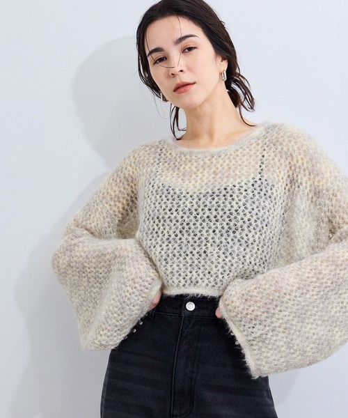le cercle ADAM ET ROPE'(ルセルクルアダムエロペ)の「キャットヤーンクロップドプルオーバー(ニット/セーター・レディース・ベージュ系その他2/ピンク系その他2/グレー系その他・FREE)」の11枚目の写真