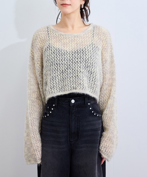 le cercle ADAM ET ROPE'(ルセルクルアダムエロペ)の「キャットヤーンクロップドプルオーバー(ニット/セーター・レディース・ベージュ系その他2/ピンク系その他2/グレー系その他・FREE)」の13枚目の写真