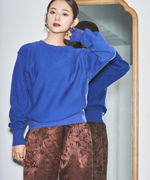 tarin arin(タリンアリン)の「【150㎝前後の小柄さんサイズ】ダメージクルーネックスウェット(スウェット・レディース・ブルー/チャコールグレー/ホワイト・M/S)」の21枚目の写真