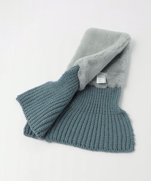 green label relaxing（グリーンレーベルリラクシング）の「GLR コンビ リボンマフラー / キッズ（マフラー・キッズ・オフホワイト/ブラウン/コバルトブルー・FREE）」の3枚目の写真