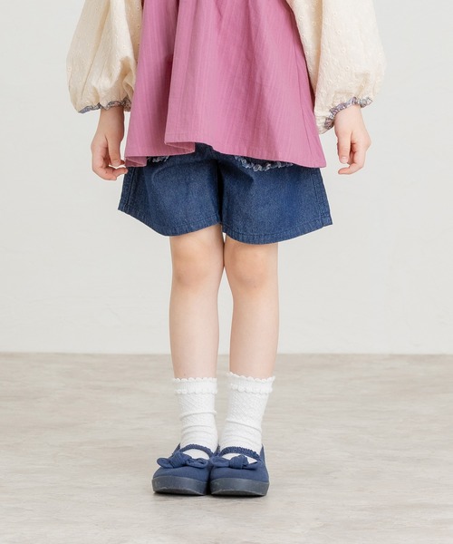 セール】チューリップ刺繍ショートパンツ（デニムパンツ）｜la poche