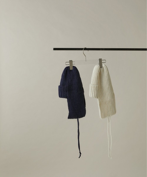 N.(N. Natural Beauty Basic)(エヌエヌナチュラルビューティーベーシック)の「ニットフライトキャップ(ニットキャップ/ビーニー・レディース・ライトグレー/ネイビー/オフホワイト・フリ-)」の3枚目の写真