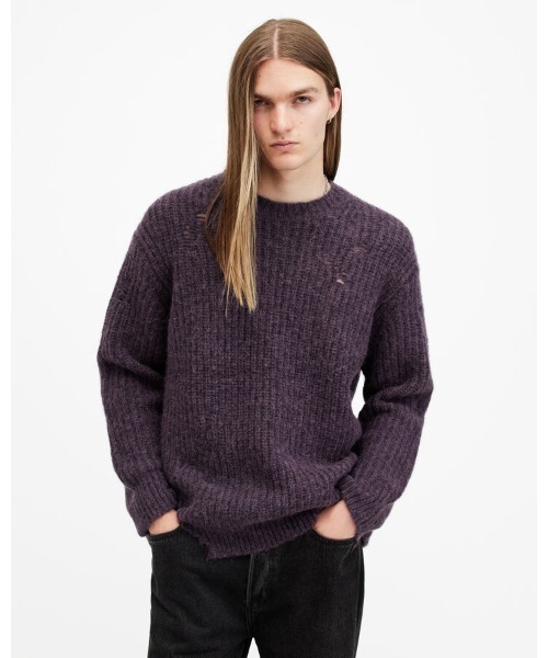 ALLSAINTS(オールセインツ)の「SLANE OVERSIZED CREW NECK JUMPER | SLANE オーバーサイズ クルー ネック ニット・セーター(ニット/セーター・メンズ・パープル系その他・L/S/XS/M)」の1枚目の写真
