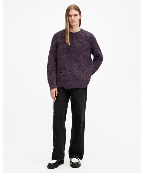 ALLSAINTS(オールセインツ)の「SLANE OVERSIZED CREW NECK JUMPER | SLANE オーバーサイズ クルー ネック ニット・セーター(ニット/セーター・メンズ・パープル系その他・L/S/XS/M)」の4枚目の写真