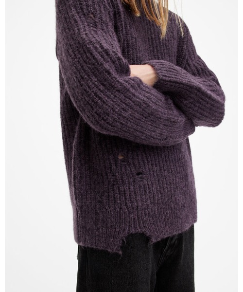 ALLSAINTS(オールセインツ)の「SLANE OVERSIZED CREW NECK JUMPER | SLANE オーバーサイズ クルー ネック ニット・セーター(ニット/セーター・メンズ・パープル系その他・L/S/XS/M)」の6枚目の写真