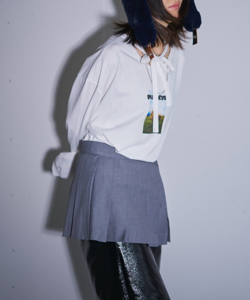 MIDVEIN(ミッドヴェイン)の「ribbon long T(Tシャツ/カットソー・レディース・ホワイト・FREE)」の9枚目の写真