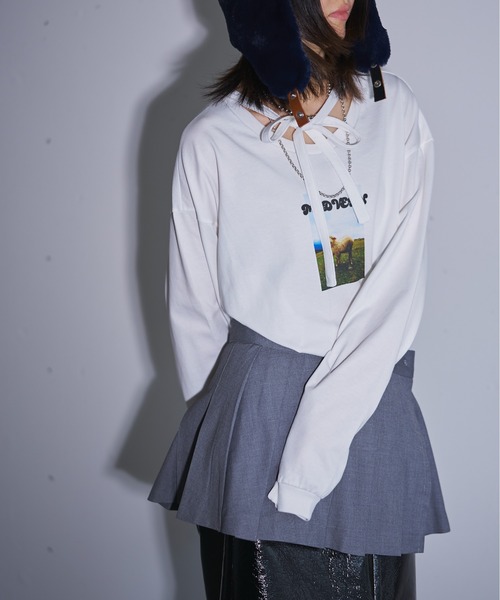 MIDVEIN(ミッドヴェイン)の「ribbon long T(Tシャツ/カットソー・レディース・ホワイト・FREE)」の11枚目の写真