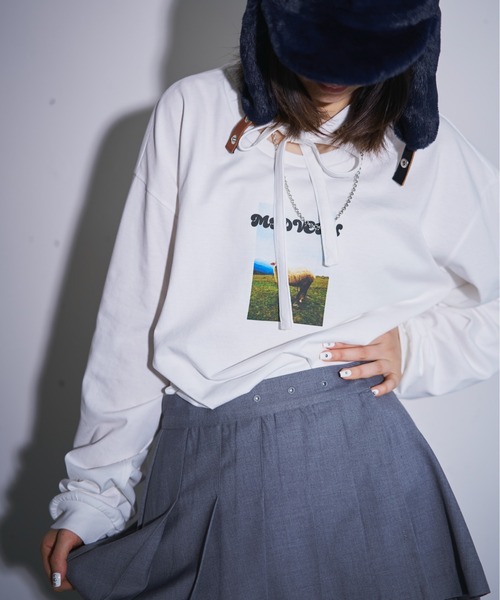 MIDVEIN(ミッドヴェイン)の「ribbon long T(Tシャツ/カットソー・レディース・ホワイト・FREE)」の3枚目の写真