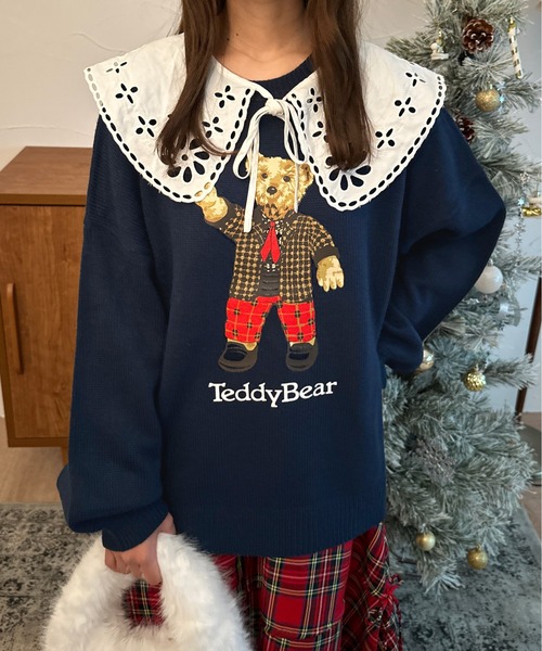 kutir（クティール）の「Teddy Bear/テディベアニットプルオーバー（ニット/セーター・レディース・グレー/アイボリー/ネイビー・FREE）」の3枚目の写真