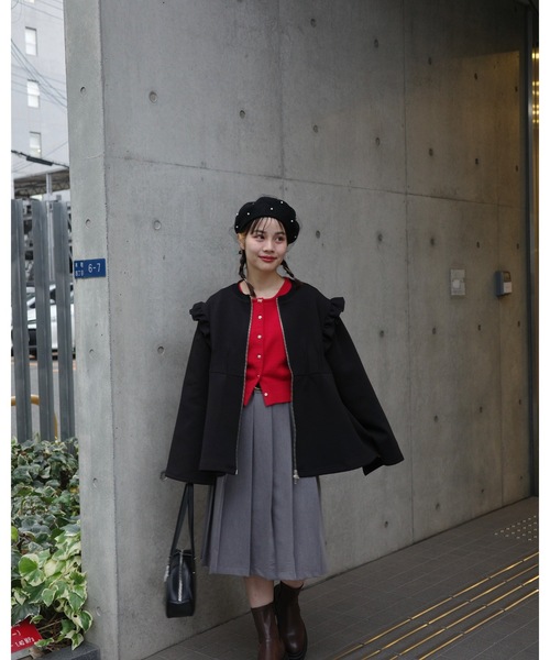 JUMELLE（ジュメロ）の「frill zipup sweat（スウェット・レディース・グレー/ブラック・FREE）」の8枚目の写真