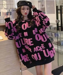 サガラ刺繍風 ロゴジャカードニットプルオーバー