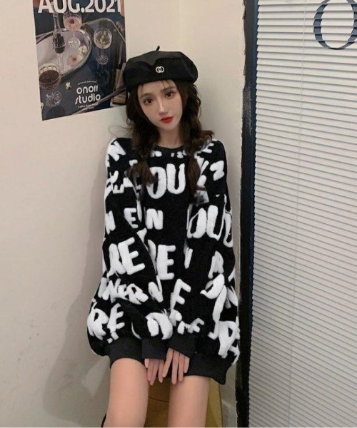 LETee(レティー)の「サガラ刺繍風 ロゴジャカードニットプルオーバー(ニット/セーター・レディース・ピンク/グリーン/ホワイト/ブルー・FREE)」の5枚目の写真