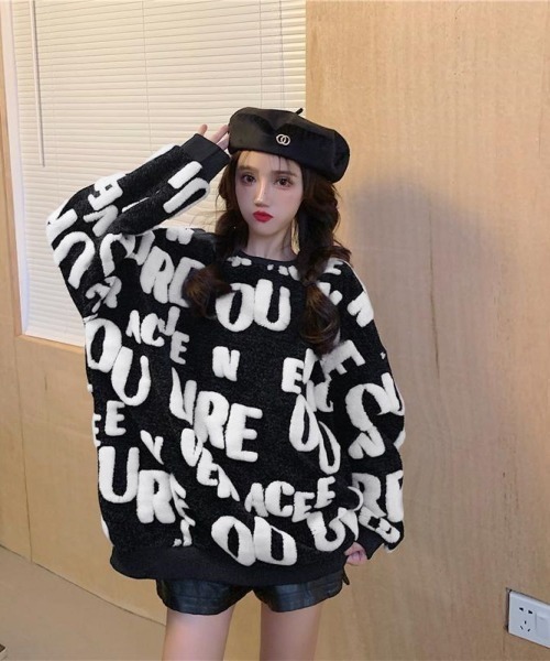 LETee(レティー)の「サガラ刺繍風 ロゴジャカードニットプルオーバー(ニット/セーター・レディース・ピンク/グリーン/ホワイト/ブルー・FREE)」の6枚目の写真