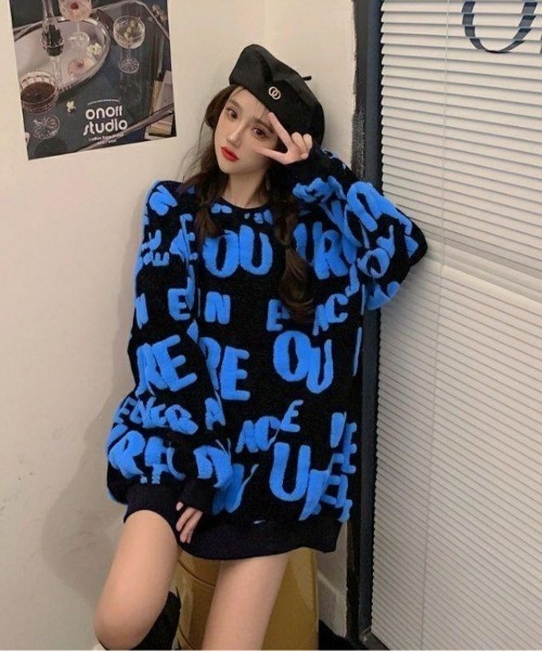 LETee(レティー)の「サガラ刺繍風 ロゴジャカードニットプルオーバー(ニット/セーター・レディース・ピンク/グリーン/ホワイト/ブルー・FREE)」の12枚目の写真