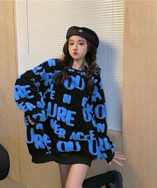 LETee(レティー)の「サガラ刺繍風 ロゴジャカードニットプルオーバー(ニット/セーター・レディース・ピンク/グリーン/ホワイト/ブルー・FREE)」の13枚目の写真