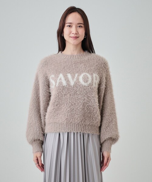 Cutie Blonde（キューティーブロンド）の「◆【S-LL】ほんのりショート丈 ふわふわフェザー ロゴニット（ニット/セーター・レディース・ライトグレー/チャコールグレー/オフホワイト/ブラウン系・03/04/02/01）」の21枚目の写真
