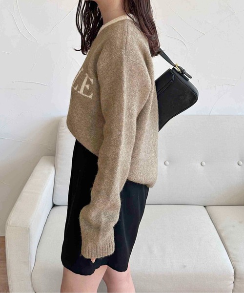 セール】【apres jour clair】ロゴジャガードニット【ZOZOTOWN限定