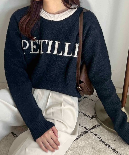 セール】【apres jour clair】ロゴジャガードニット【ZOZOTOWN限定