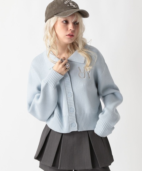 FOREVER 21(フォーエバー トゥエンティーワン)の「【2025SS】襟付きニットカーディガン(カーディガン/ボレロ・レディース・チャコールグレー/オフホワイト/ライトブルー・FREE)」の3枚目の写真