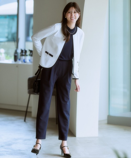 7days Life Styling（セブンデイズライフスタイリング）の「カットソー素材フリルネックブラウス<大きいサイズ有>（シャツ/ブラウス・レディース・オフホワイト/ネイビー・3L/LL/L/M/S）」の8枚目の写真