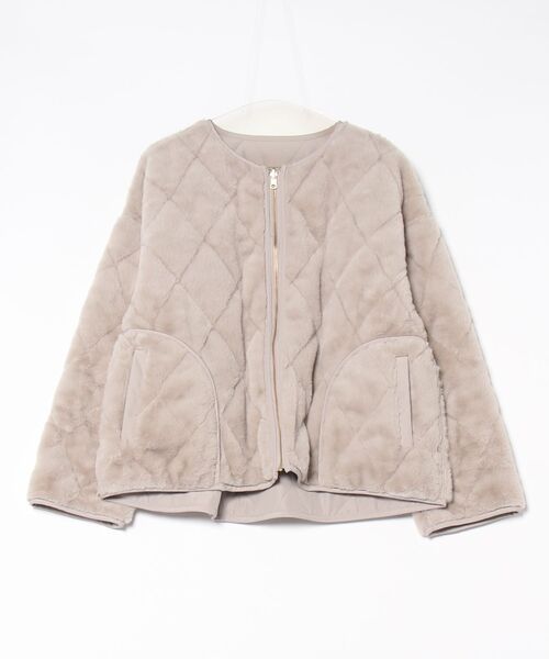 collex（コレックス）の「【WEB限定】タフタ×ファーキルト リバーシブルブルゾン（ブルゾン・レディース・グレイッシュベージュ・フリー）」の3枚目の写真