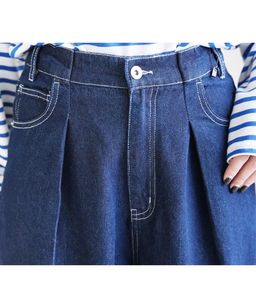 reca（レカ）の「デニムホックタックパンツ（デニムパンツ・レディース・ネイビー/ブルー/ブラック・L/M）」の9枚目の写真